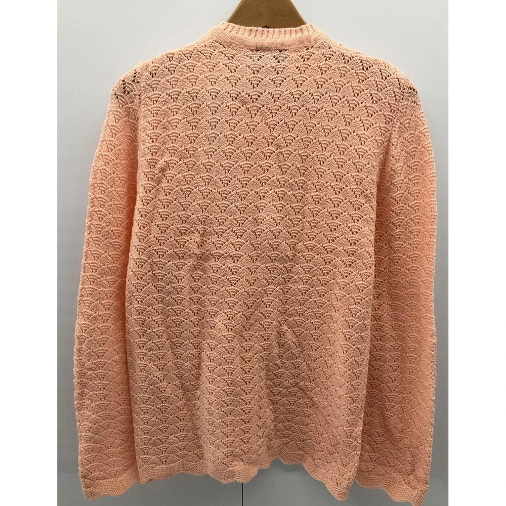 Vintage Wintuk Cardigan Sweater‎ Womens Medium Peach Button Front Made USA 90s